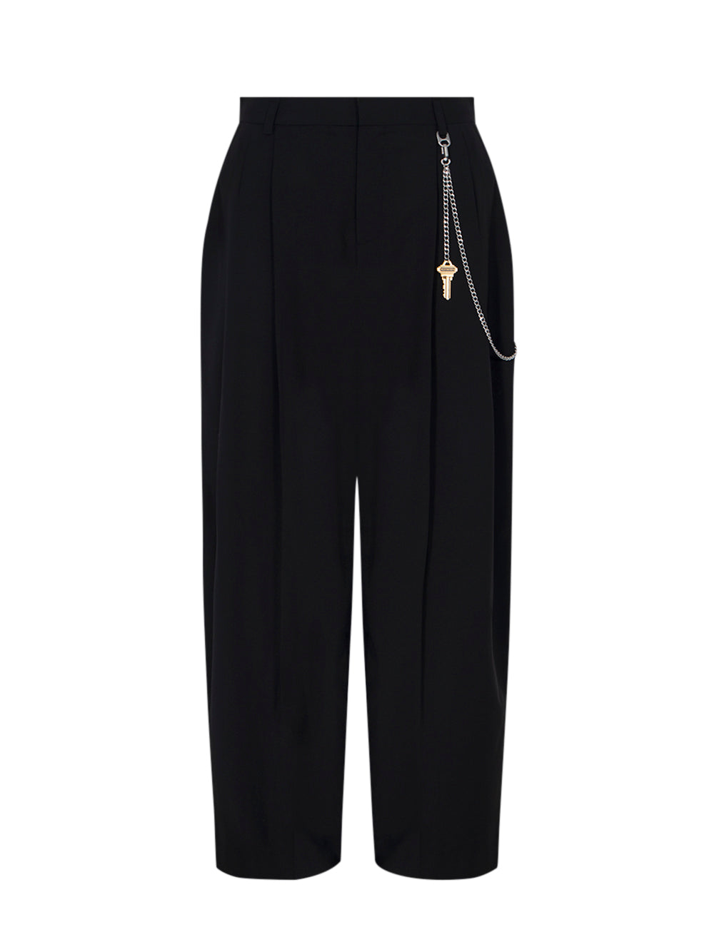 Women Wool-Blend Mid-Rise Pants (Black)