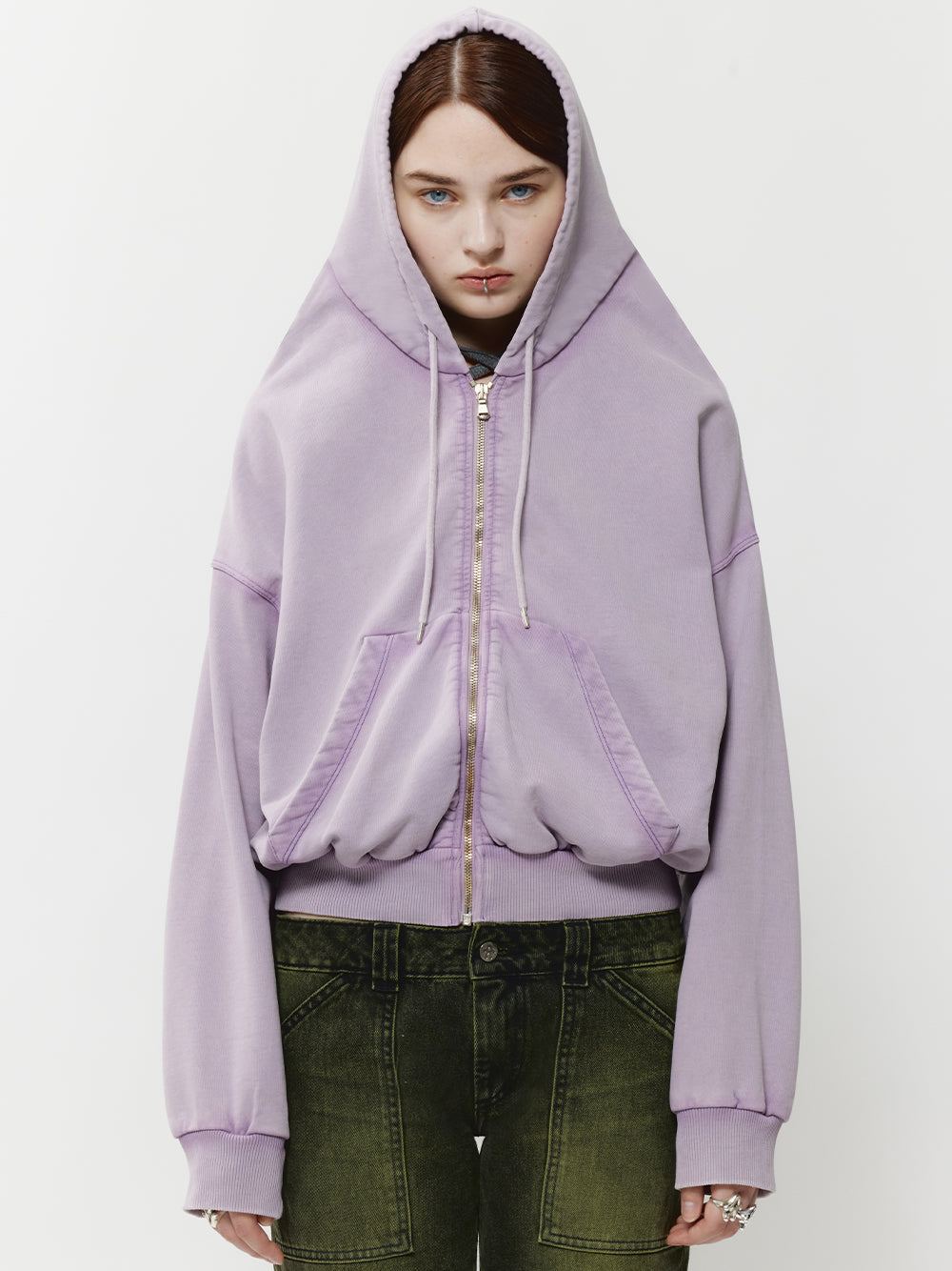 Shoulderless Hoodie Purple