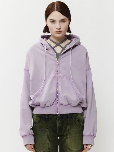 Shoulderless Hoodie Purple