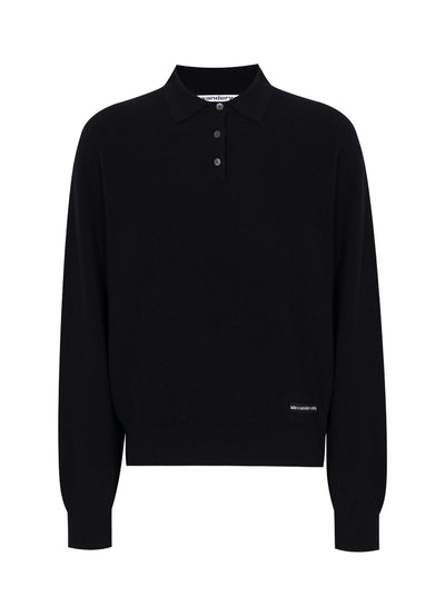 Wool-Blend Henley Pullover (Black)
