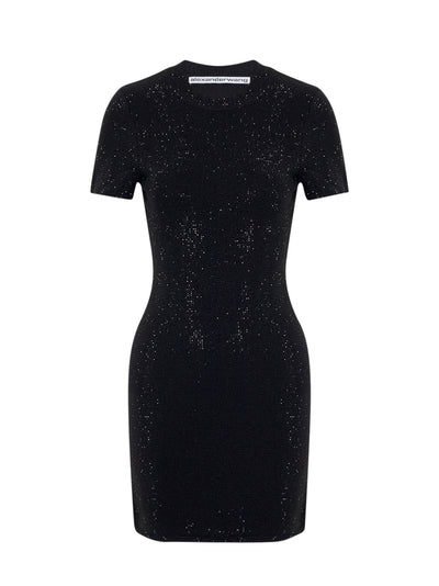 Wool-Blend Hotfix Dress (Black)