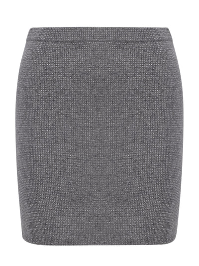 Wool-Blend Hotfix Miniskirt (Heather Grey)
