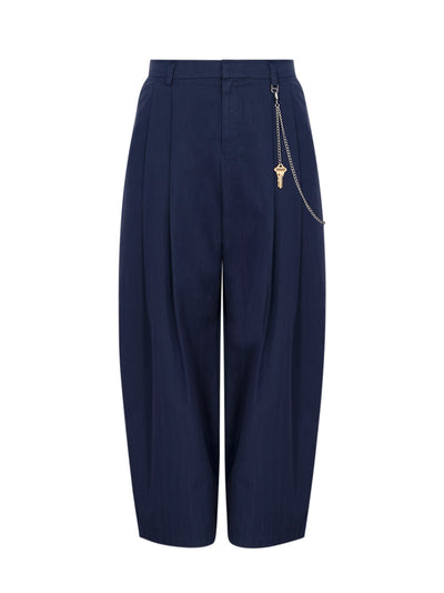 Wool-Blend Mid-Rise Pants (Blue Ink)
