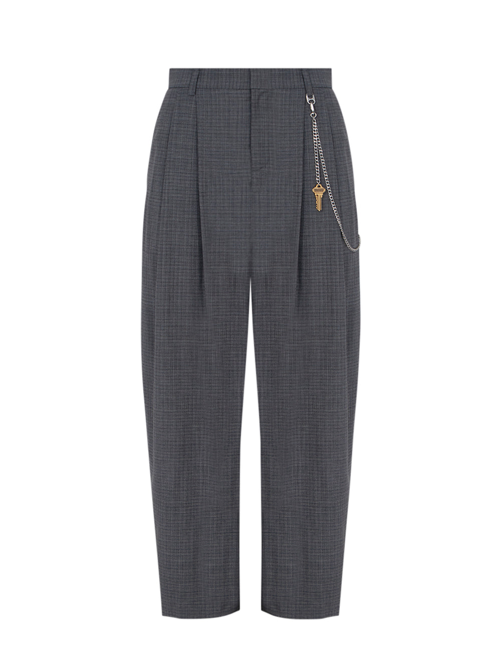 Wool-Blend Mid-Rise Pants (Dark Grey Melange)