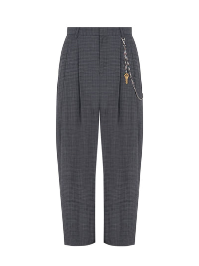 Wool-Blend Mid-Rise Pants (Dark Grey Melange)