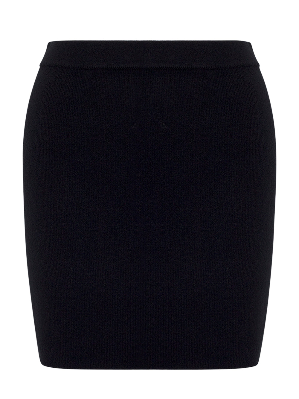 Wool-Blend Mini Skirt with Logo Patch (Black)