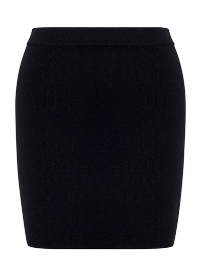 Wool-Blend Mini Skirt with Logo Patch (Black)
