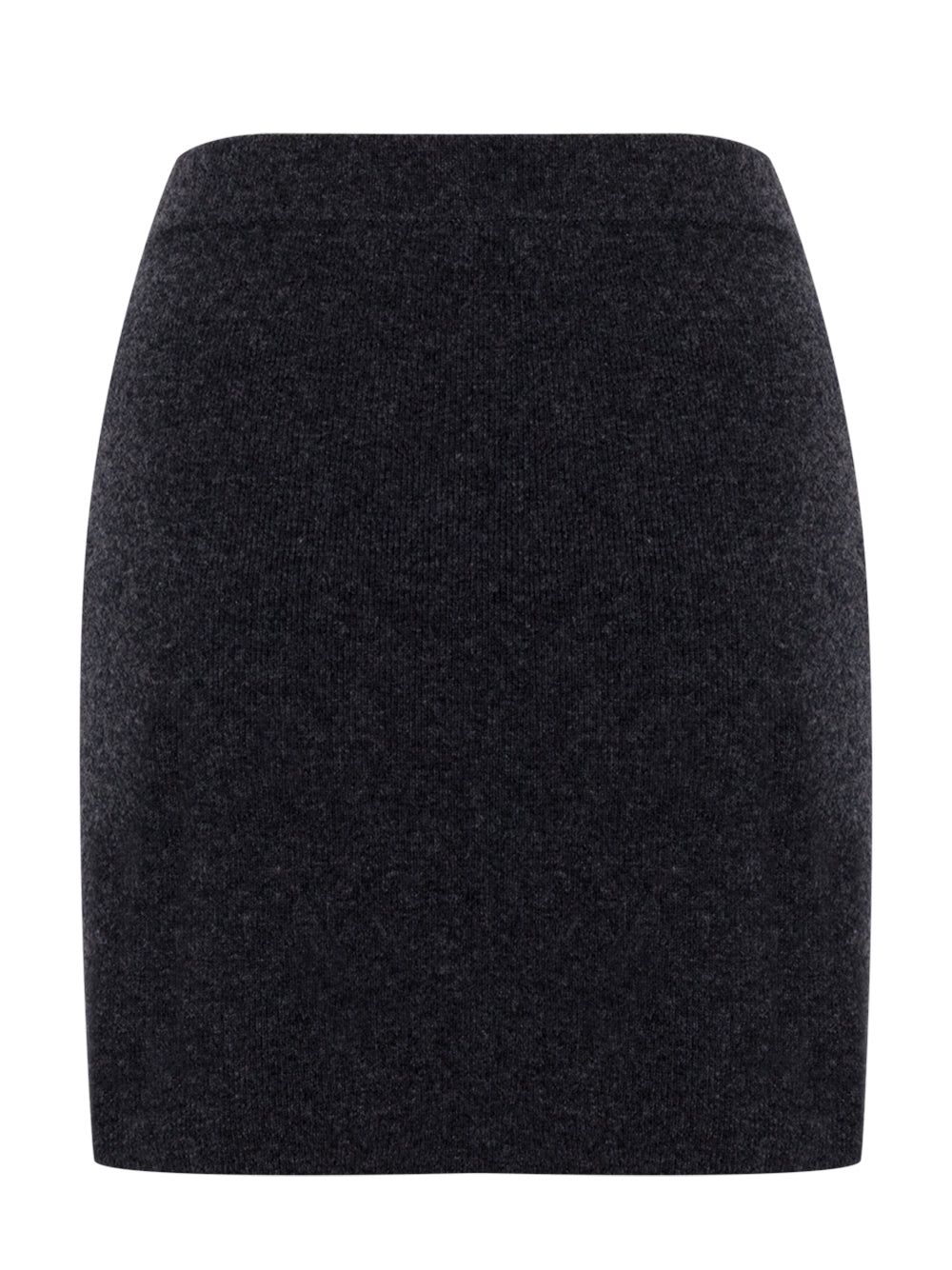 Wool-Blend Mini Skirt with Logo Patch (Charcoal)