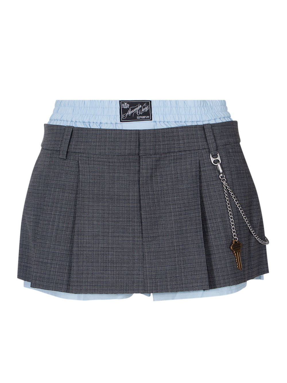 Wool-Blend Miniskirt (Grey Melange/Oxford Blue)