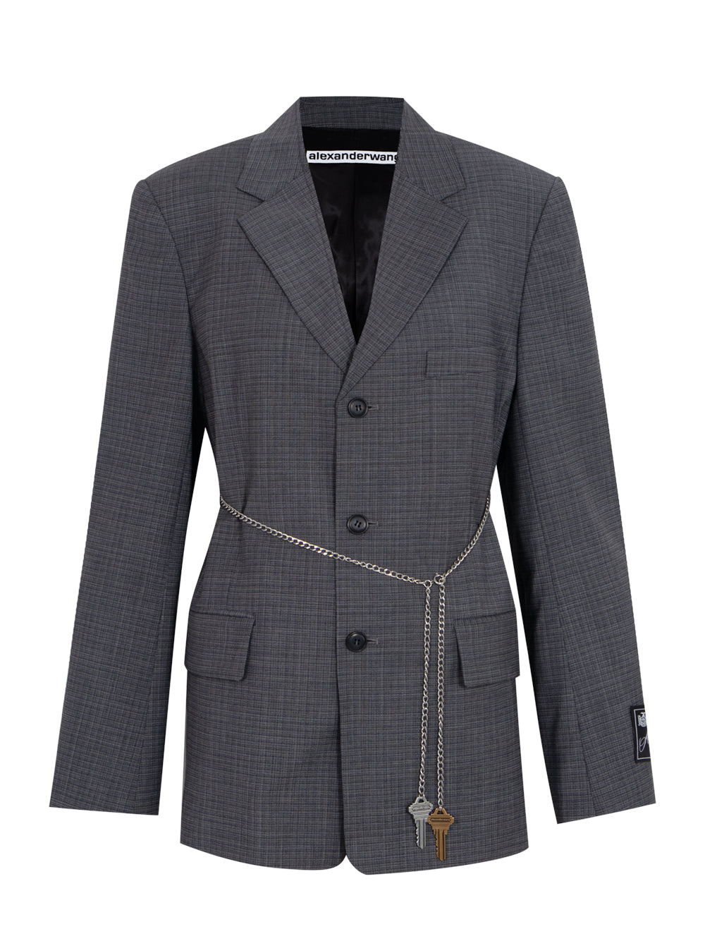 Wool-Blend Raw-Edged Blazer (Dark Grey Melange)