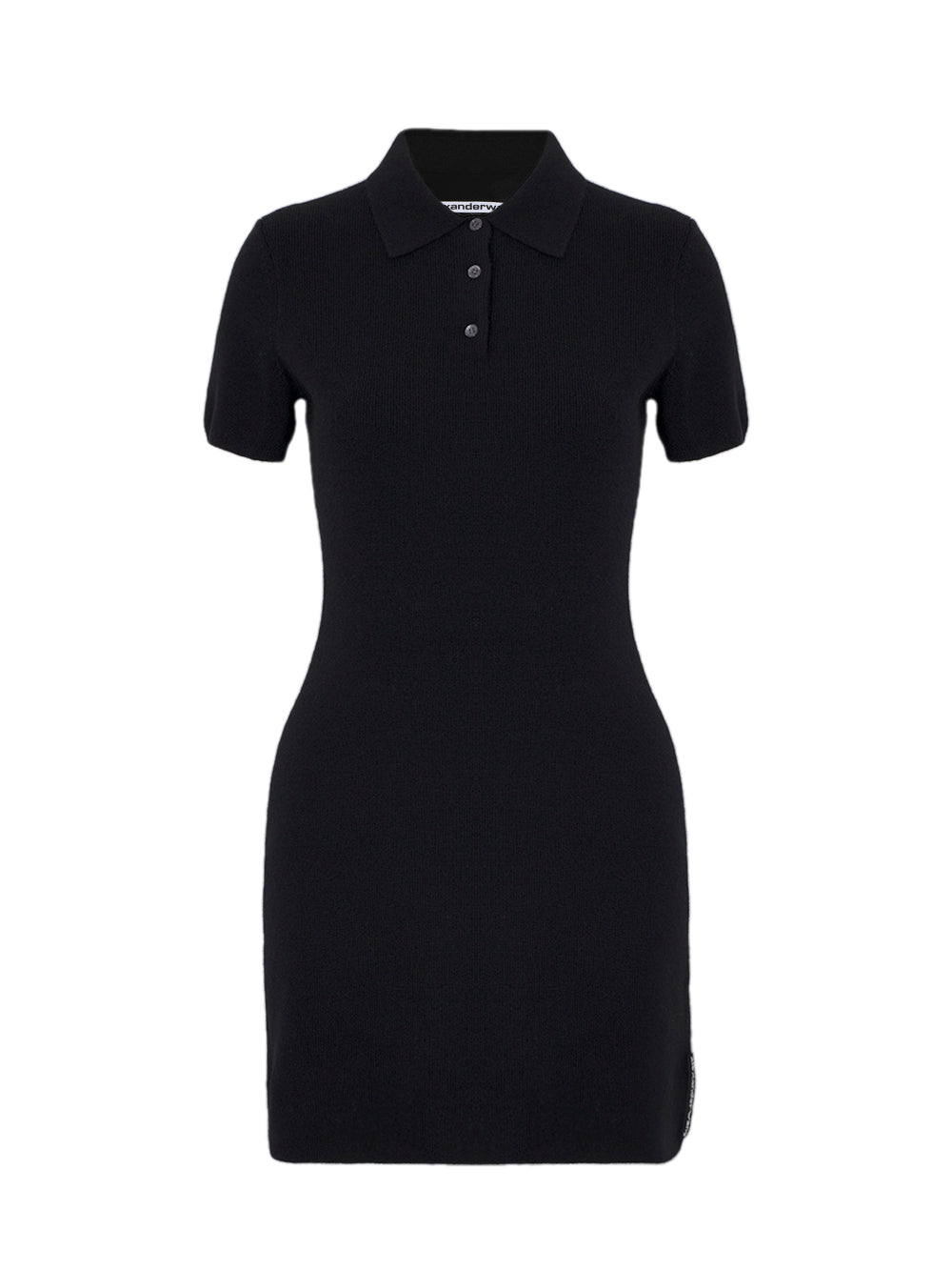 Wool-Blend Short Sleeve Polo Dress (Black)