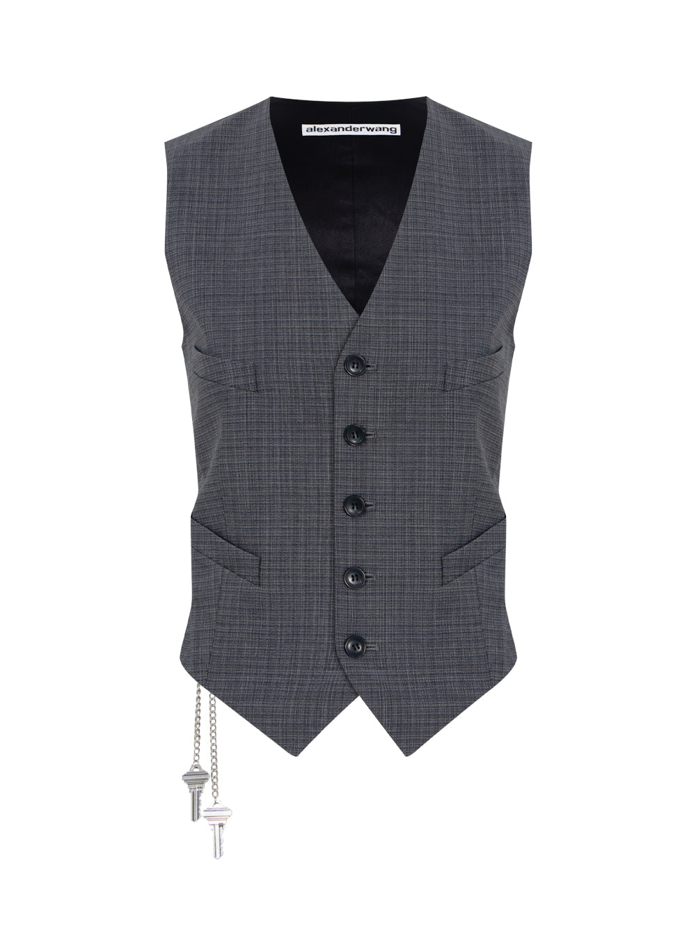 Wool-Blend Vest With Chain-Link (Dark Grey Melange)