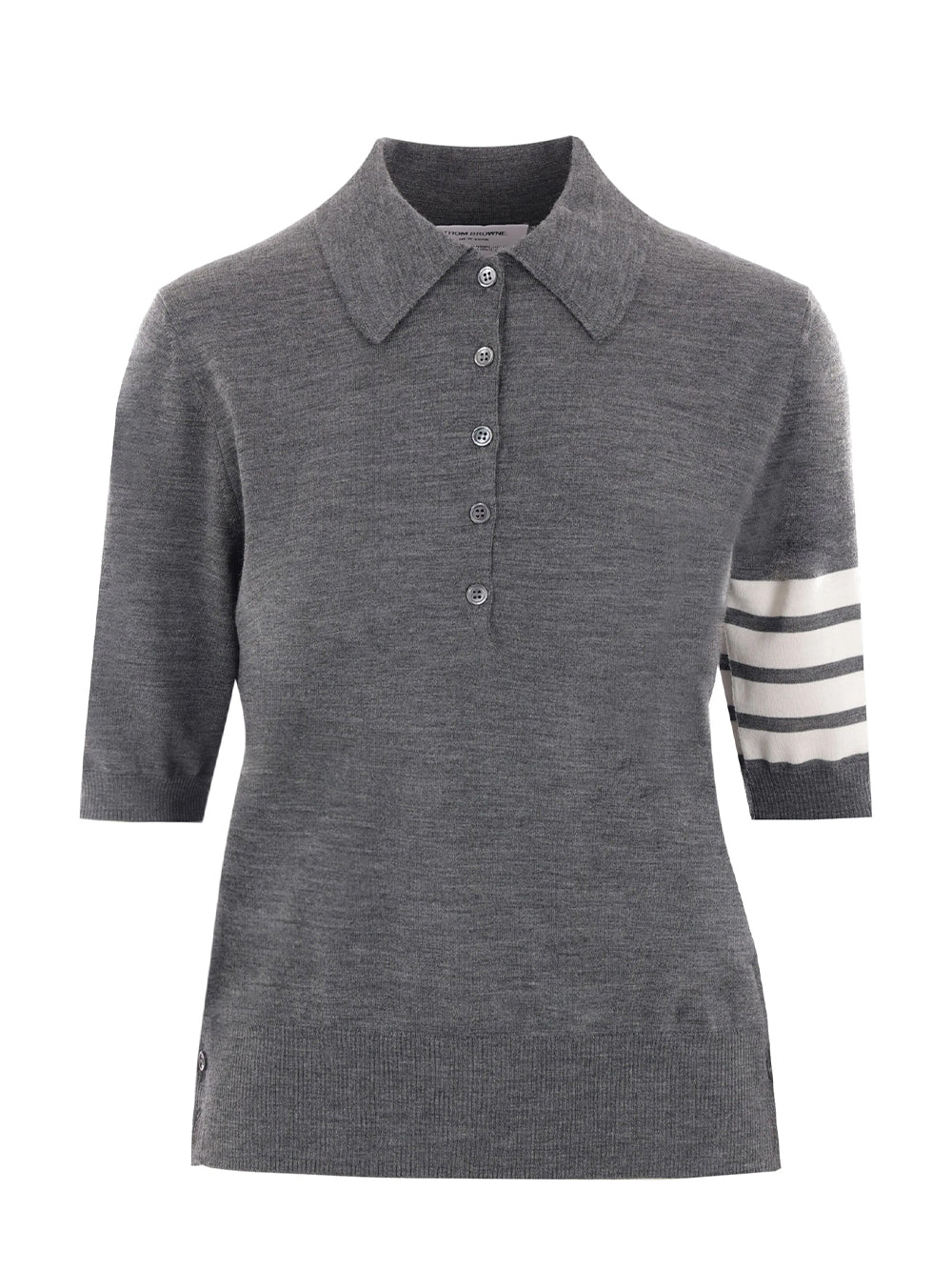 Wool 4-Bar Relaxed Polo (Medium Grey)