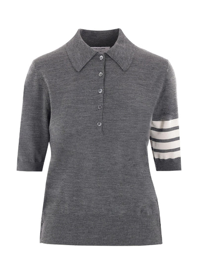 Wool 4-Bar Relaxed Polo (Medium Grey)