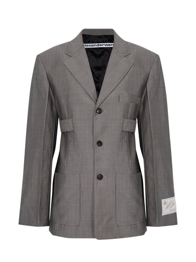 Wool Mohair Blazer (Mink Melange)