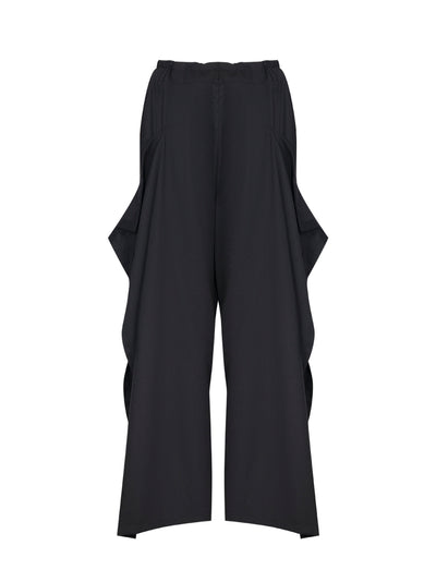 Refined Woven Wide Leg Pants (Black)