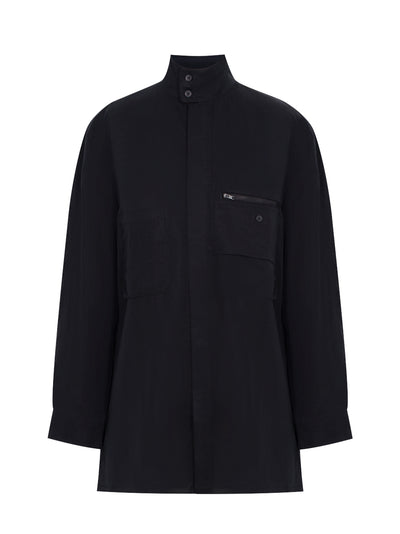 Washed Twill Overshirt (Black)