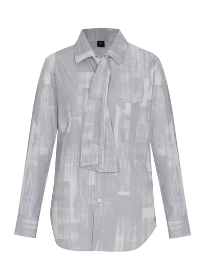 U-Bow Collar Shirt Grey