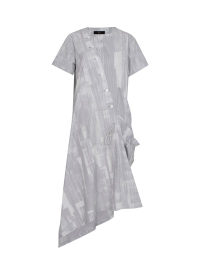 E-Half Sleeve Drape Dress Grey