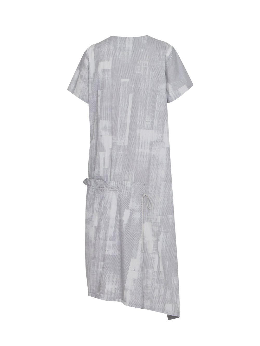 E-Half Sleeve Drape Dress Grey