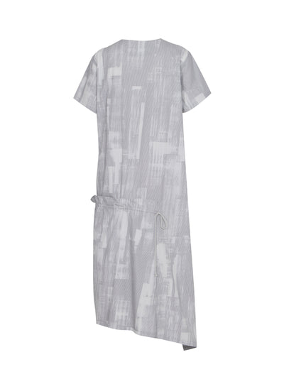 E-Half Sleeve Drape Dress Grey