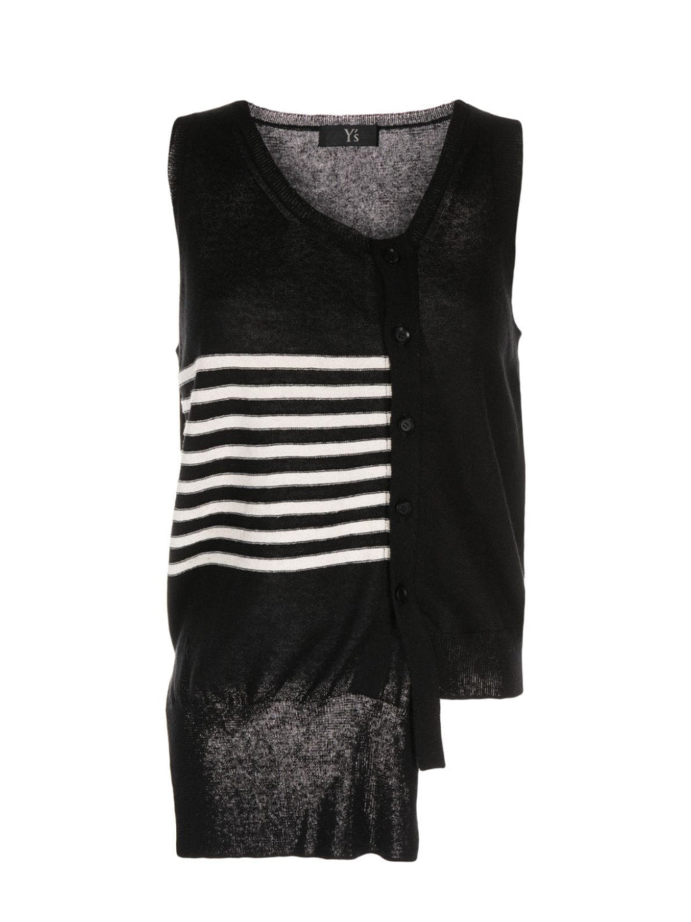 Asymmetric-design Knitted Top (Black)