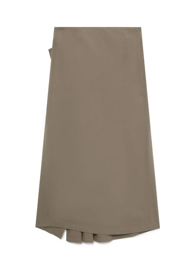 Asymmetric Poplin Midi Skirt (Beige)