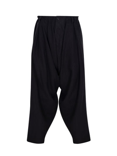 Yohji Yamamoto-FlaxWoolClothDrapedPants-Black-1