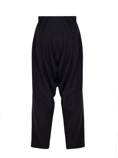 Yohji Yamamoto-FlaxWoolClothDrapedPants-Black-2