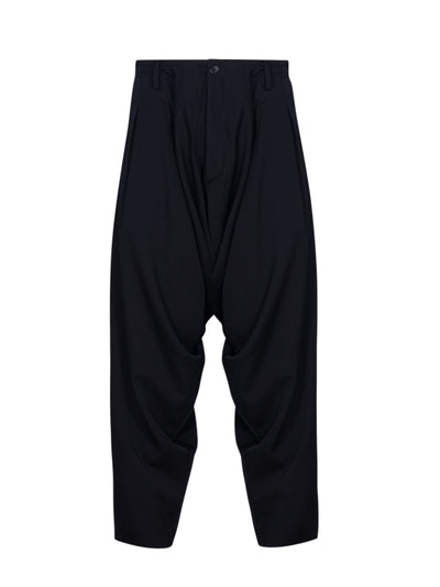  Yohji Yamamoto-WoolGarbardineDrapedPants-Black-1