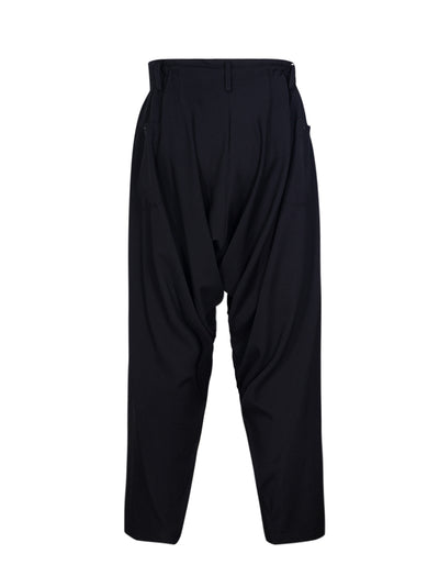 Yohji Yamamoto-WoolGarbardineDrapedPants-Black-2