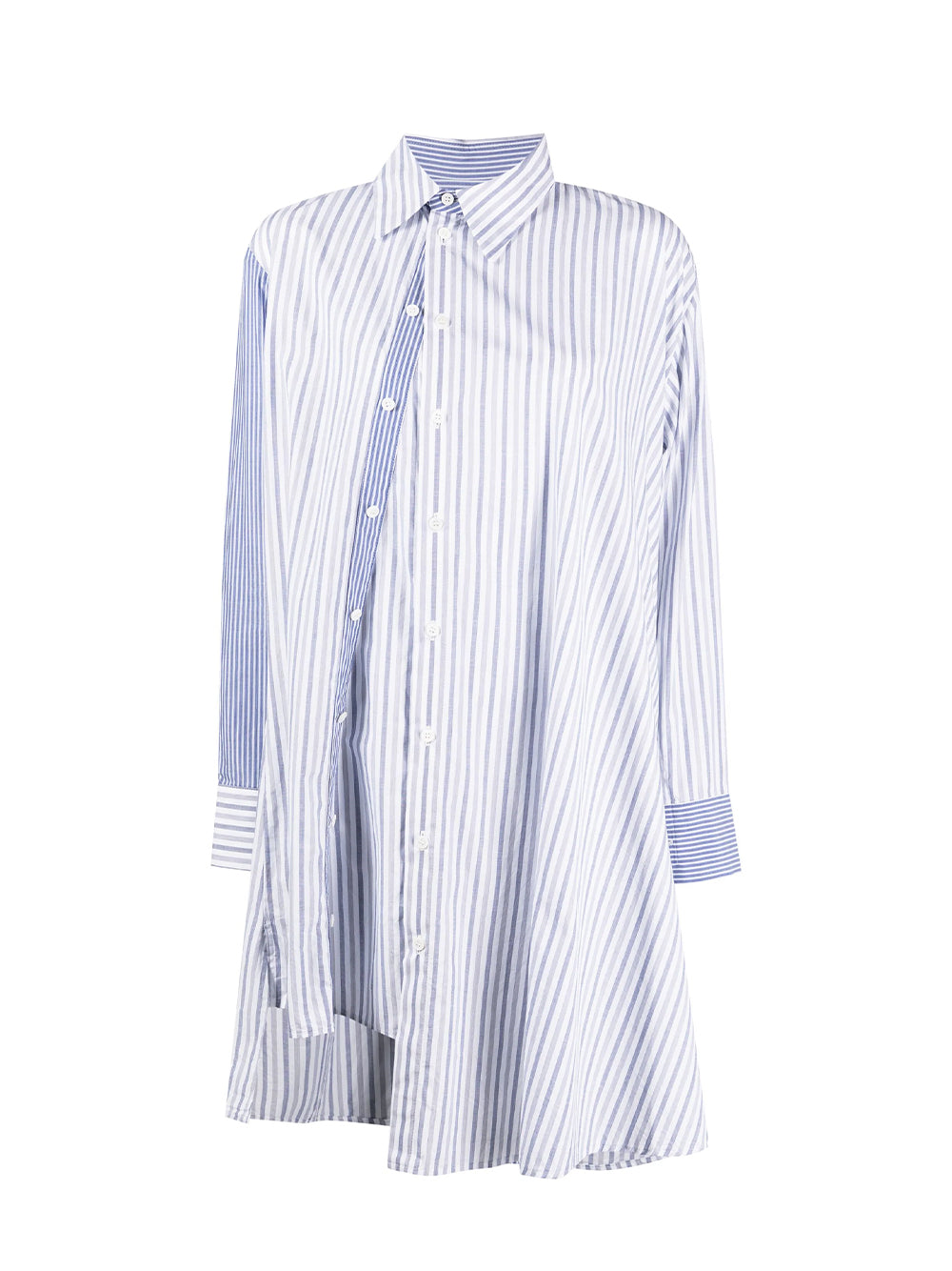 Cotton Stripe Layered Blouse (Right Blue)