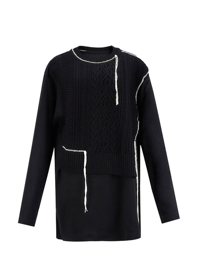    Ys-40-2-Cotton-Jersey-Aran-Knit-Long-Sweater-Black-1