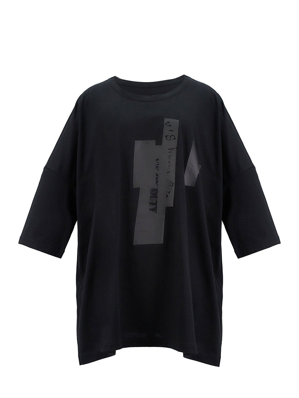 Ys-Block-Printed-Round-Neck-T-Shirt-Black-1