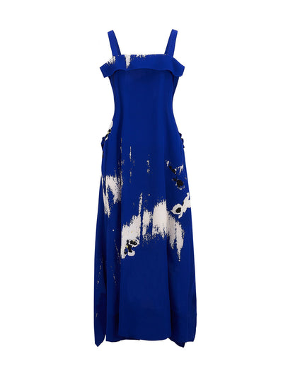    Ys-Blurred-Pansy-Print-Dress-Blue-1