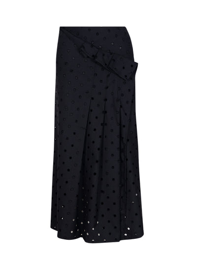 Ys-Wool-Polyester-Gabardine-Pleated-Wrap-Skirt-Black-1