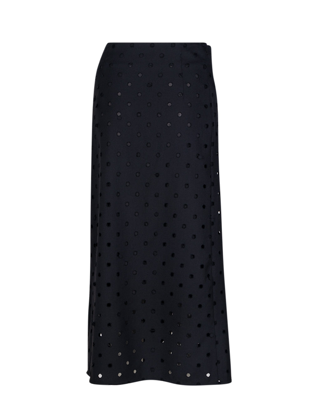 Ys-Wool-Polyester-Gabardine-Pleated-Wrap-Skirt-Black-2