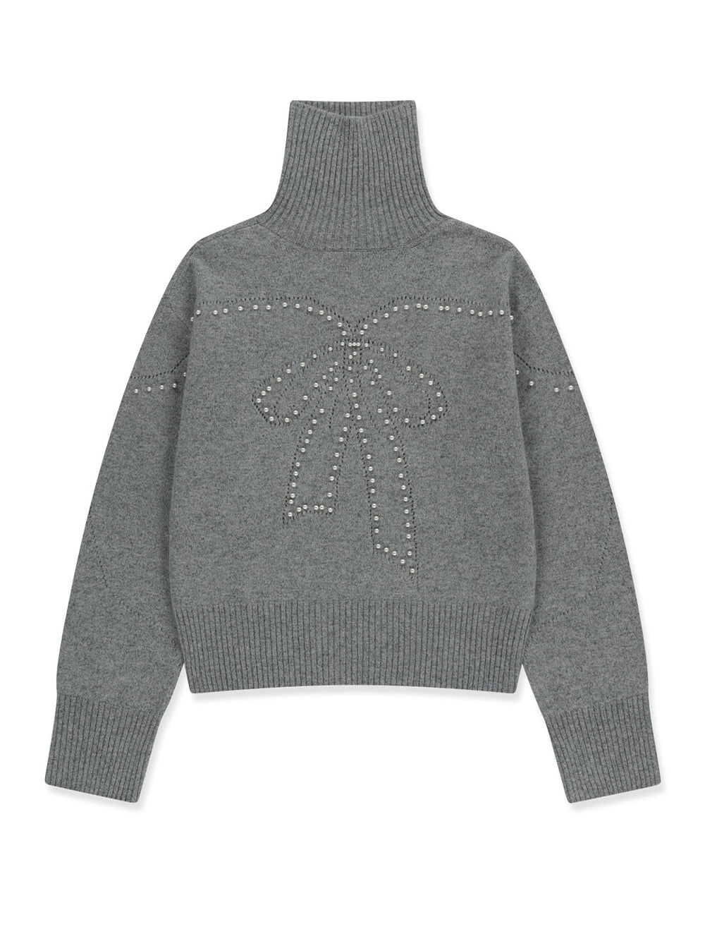 Pearl Embellished Pointelle Grey