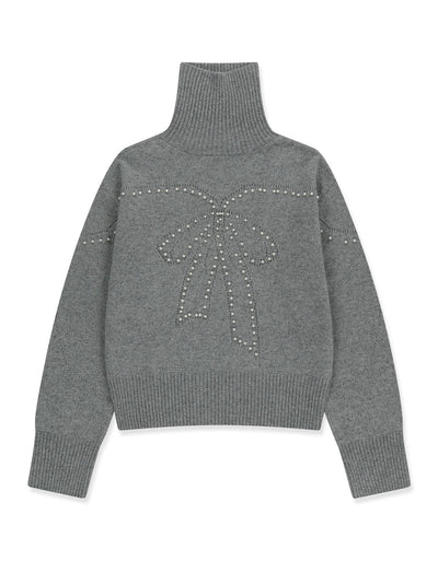 Pearl Embellished Pointelle Grey