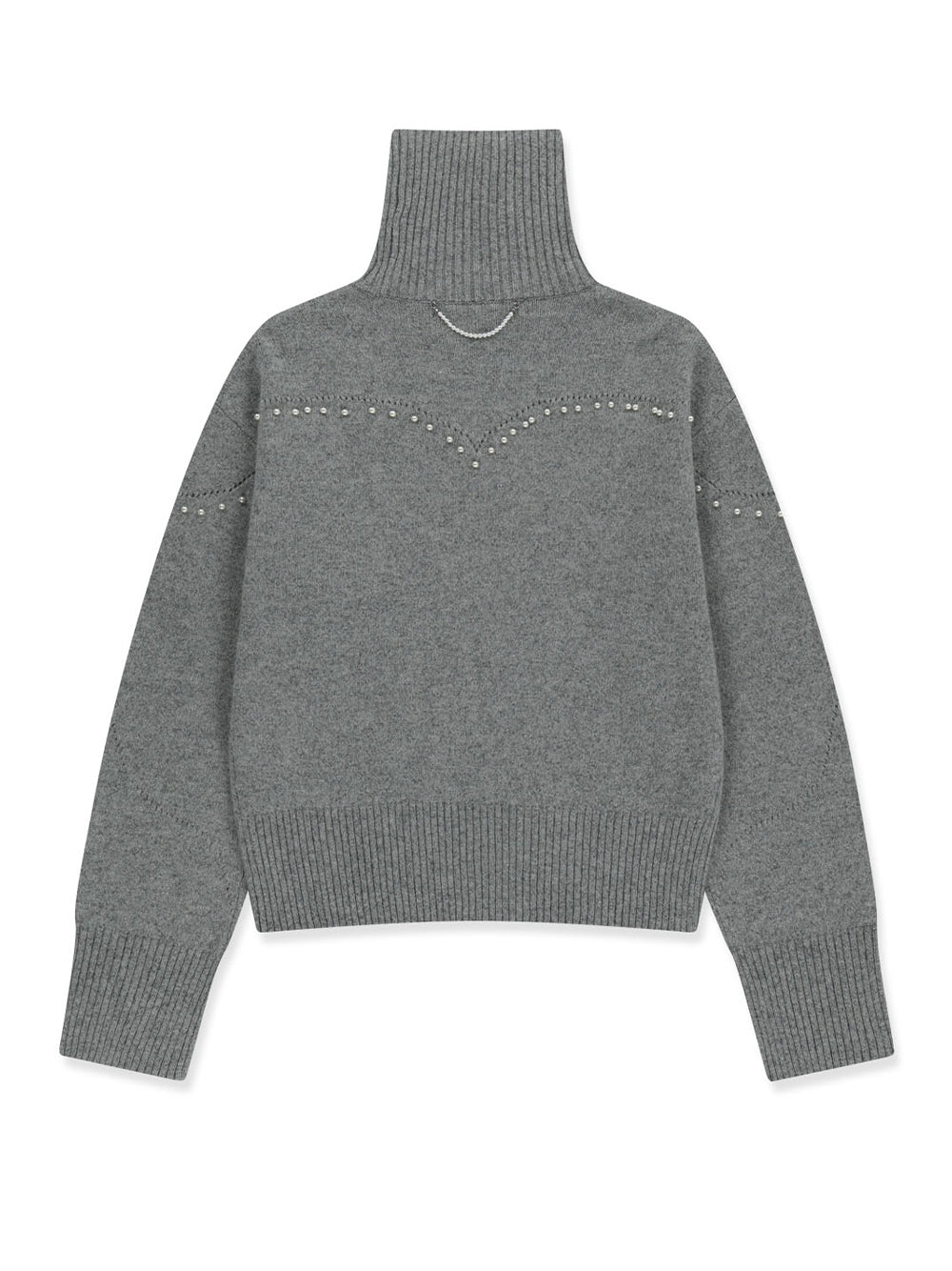 Pearl Embellished Pointelle Grey