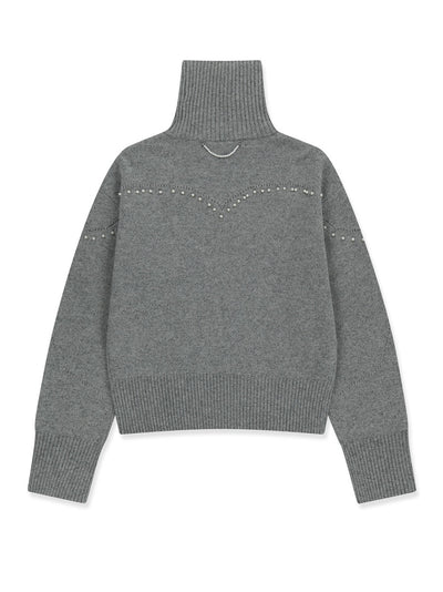 Pearl Embellished Pointelle Grey
