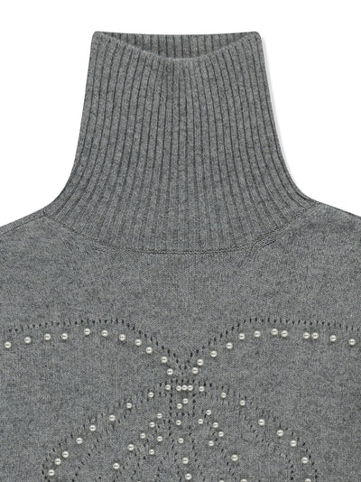 Pearl Embellished Pointelle Grey