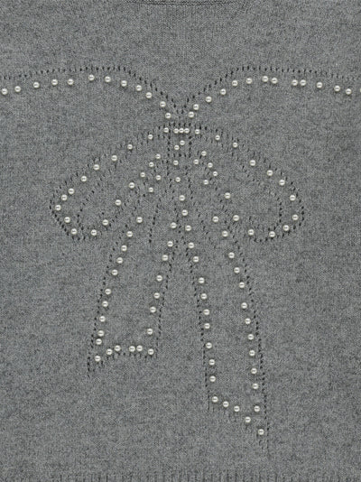Pearl Embellished Pointelle Grey