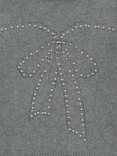 Pearl Embellished Pointelle Grey