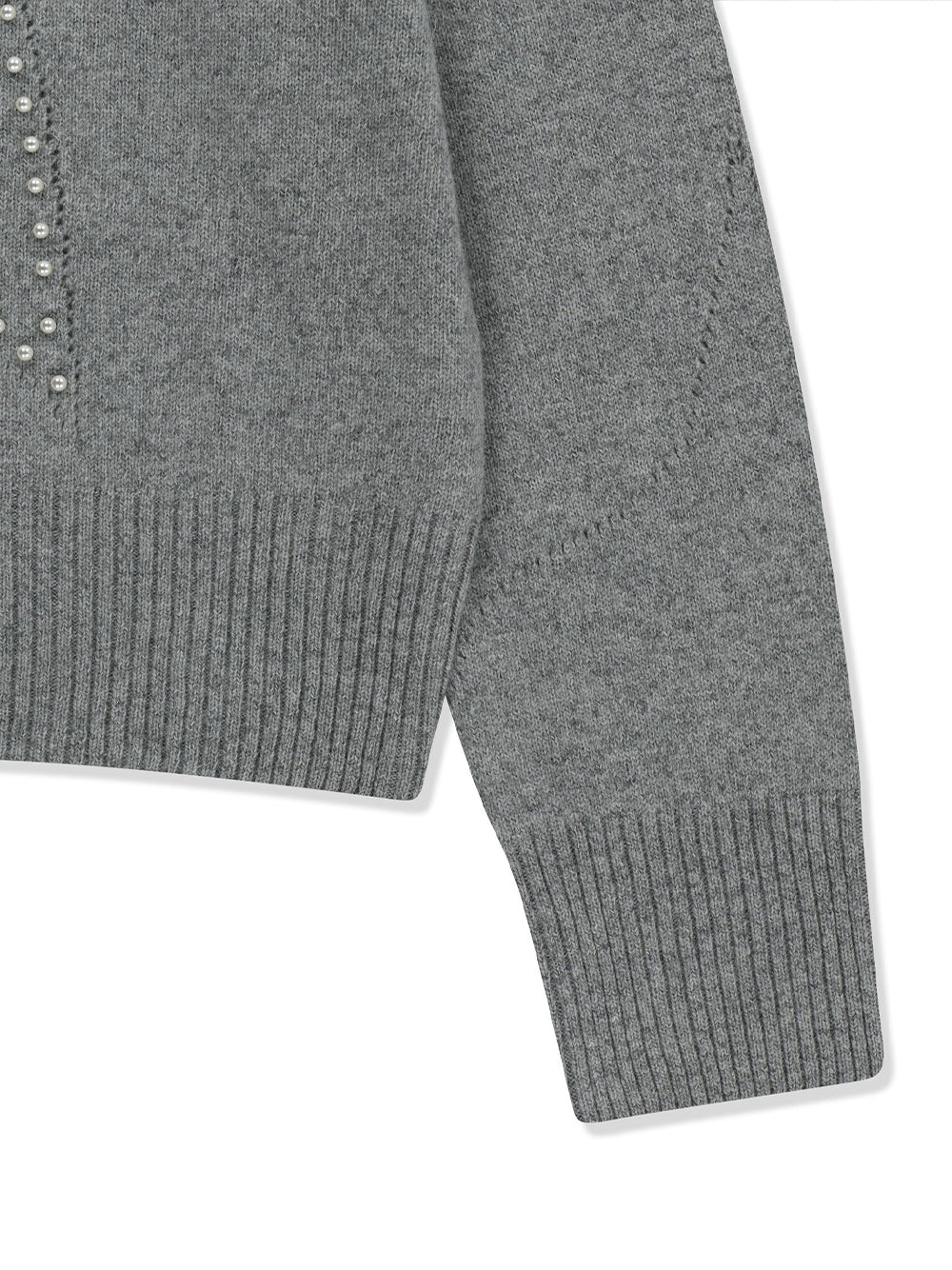 Pearl Embellished Pointelle Grey