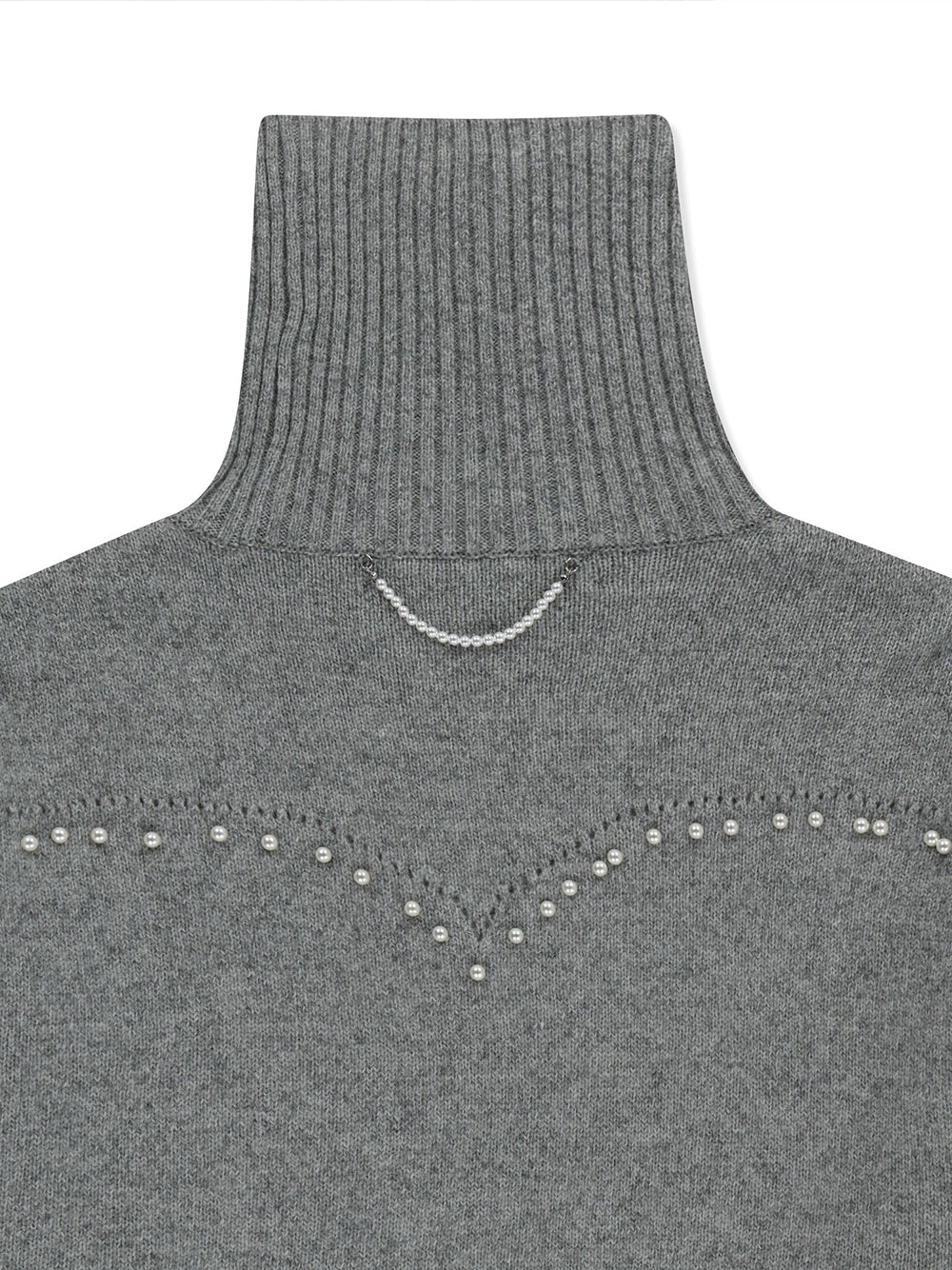 Pearl Embellished Pointelle Grey