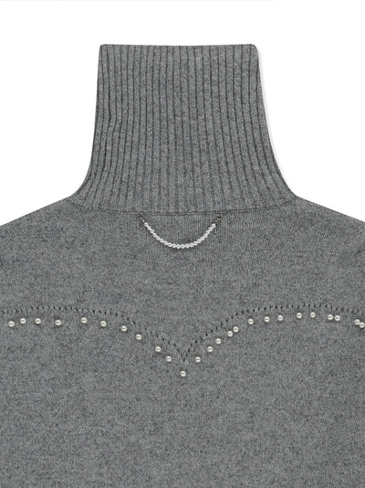 Pearl Embellished Pointelle Grey