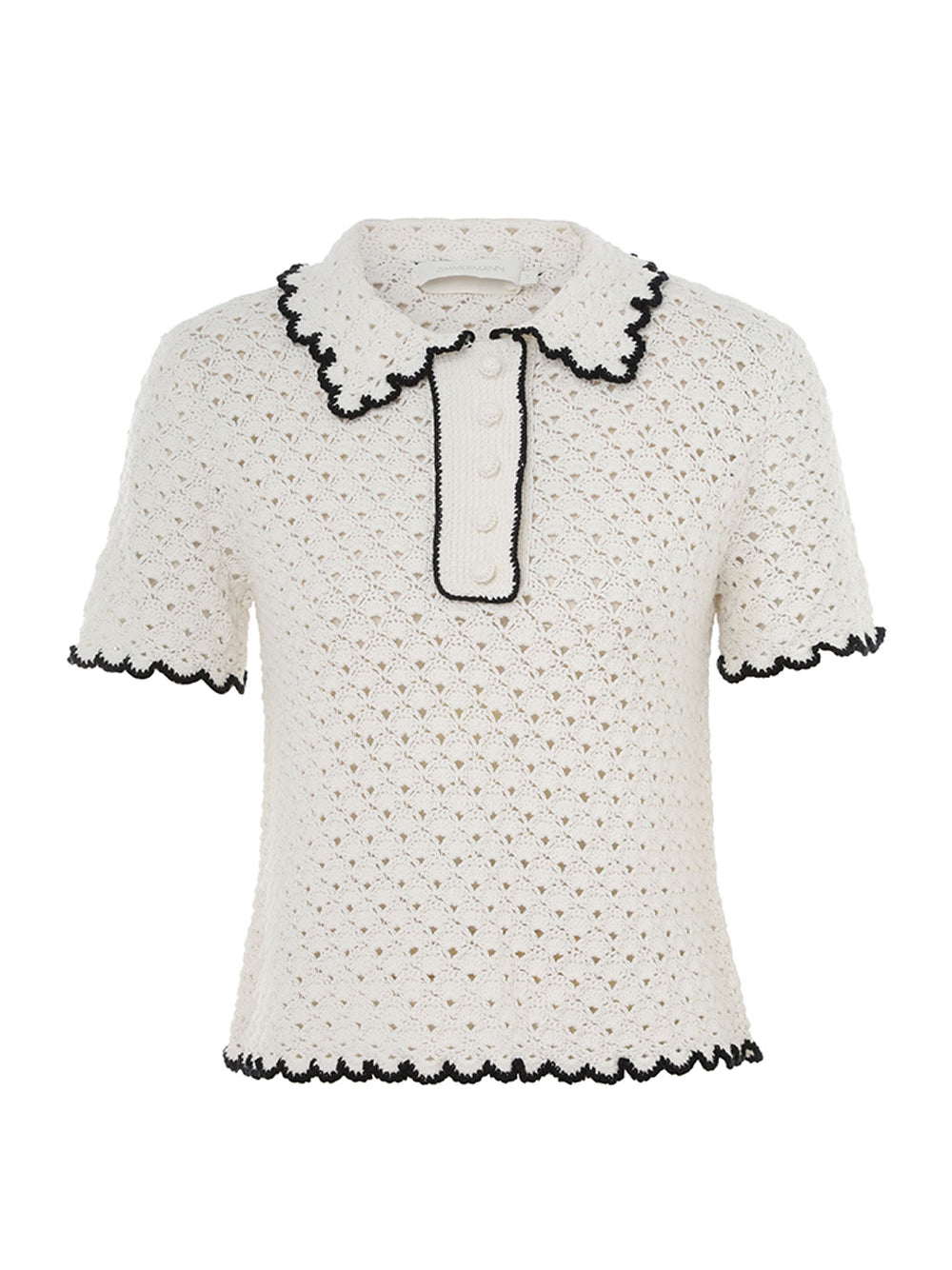 Halliday Scallop Polo (Black/Ivory)