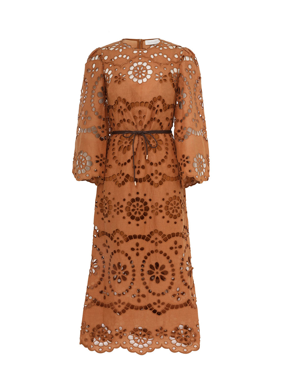 Pop Embroidered Midi Dress (Tan)