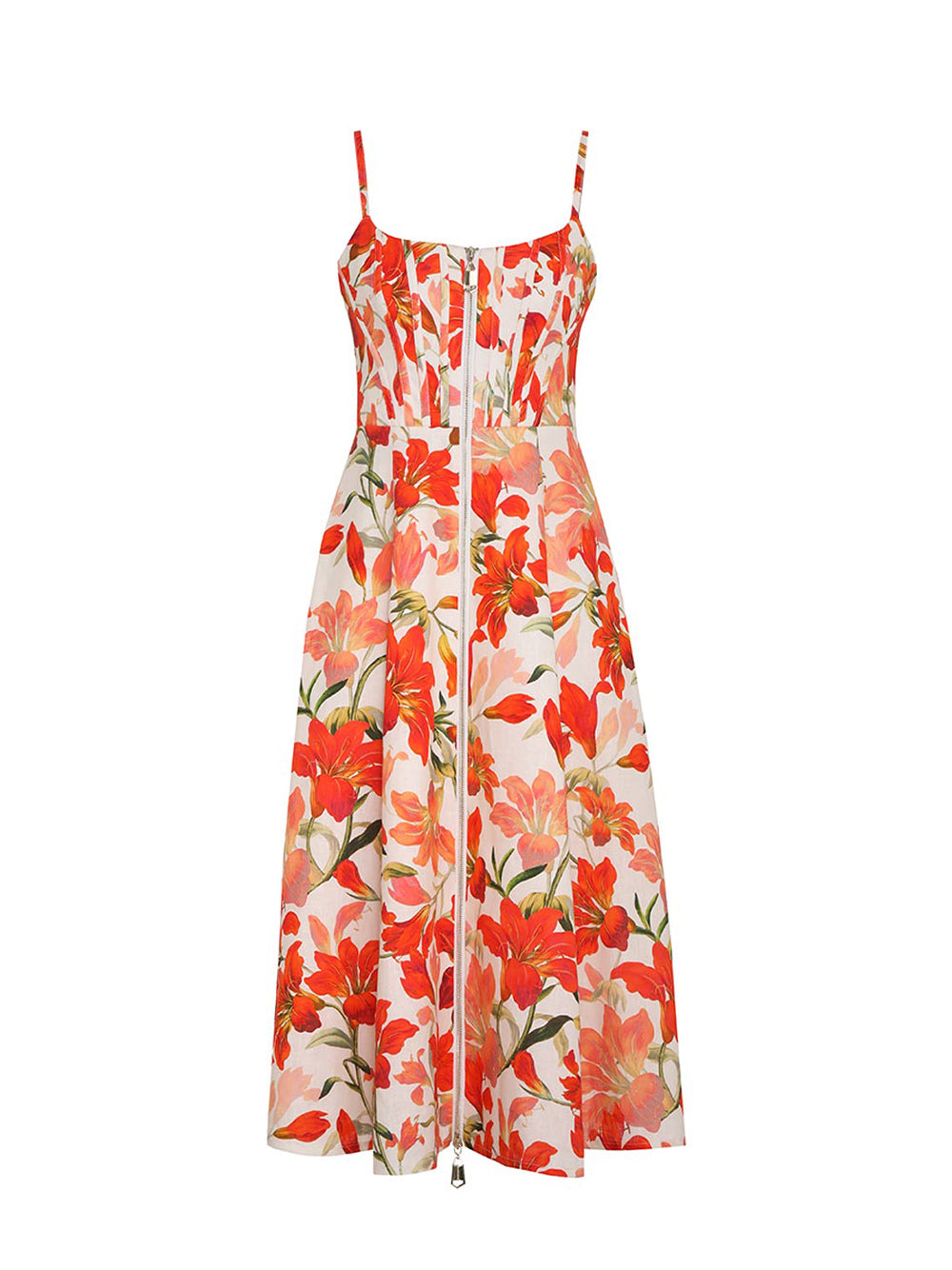 Tranquillity Zipped Midi Dress (Red Lily)